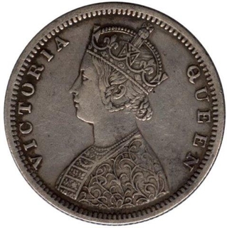 Silver Half Rupee of Queen Victoria of Bombay Mint of 1876.