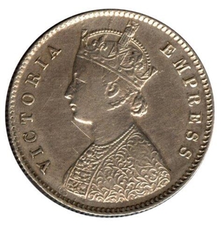 Silver Half Rupee of Victoria Empress of Calcutta Mint of 1885.