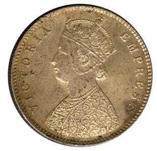 Silver Half Rupee of Victoria Empress of Calcutta Mint of 1887.