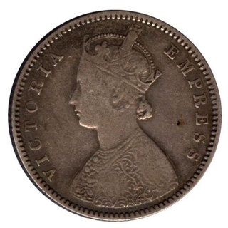 Silver Half Rupee of Victoria Empress of Bombay Mint of 1888.