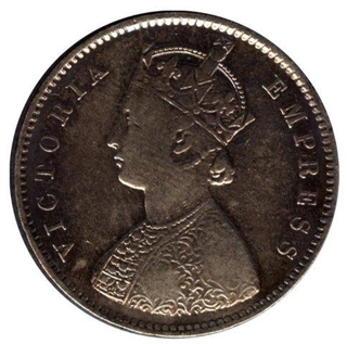 Silver Half Rupee of Victoria Empress of Bombay Mint of 1893.