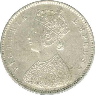 Silver Half Rupee Coin of Victoria Empress of Bombay Mint of 1899.