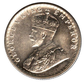 Silver Half Rupee Coin of King George V Calcutta Mint of 1930.