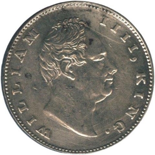 Silver Rupee Coin of King Willam III of Calcutta Mint of 1835.