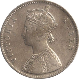 Silver Rupee Coin of  Victoria Queen of Bombay Mint of 1862.