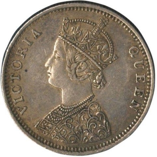 Silver Rupee Coin of Victoria Queen of Bombay Mint of 1862.