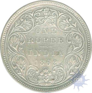 Silver Rupee Coin of Victoria Queen of Bombay Mint of 1862.