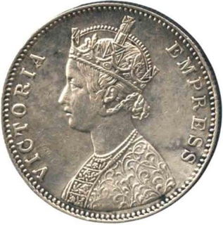 Silver Rupee Coin of  Victoria Empress of Bombay Mint of 1885.