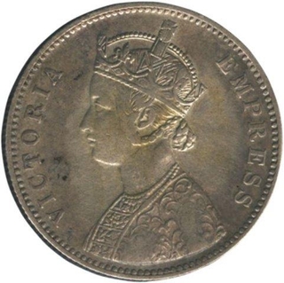 Silver Rupee Coin of  Victoria Empress of Bombay Mint of 1885.