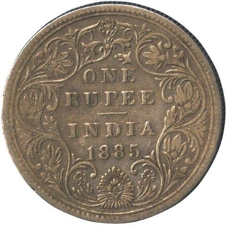 Silver Rupee Coin of  Victoria Empress of Bombay Mint of 1885