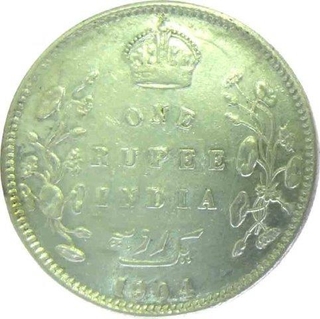 Silver Rupee Coin of King Edward VII of  Bombay Mint of 1904.