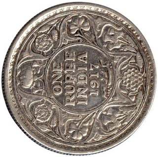 Silver Rupee Coin of King George V of Bombay Mint of 1917.