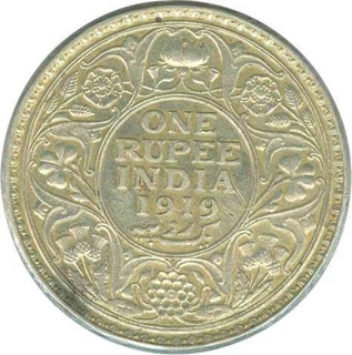 Silver Rupee Coin of King George V of Calcutta Mint of 1919.