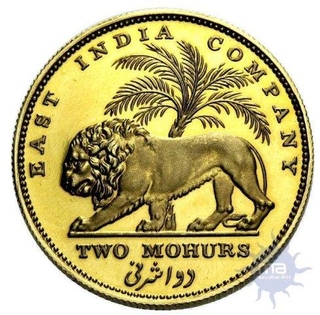 Gold Two Mohurs Coin of King William IIII of Calcutta Mint of 1835.