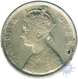 Error Silver Rupee Coin of Victoria Queen of Bombay Mint of 1862.