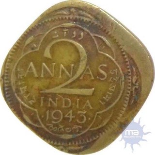 Error Two Anna Coin of King George VI of 1943.