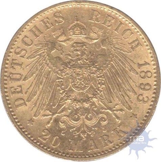 Gold Twenty Mark of Germany of 1893.