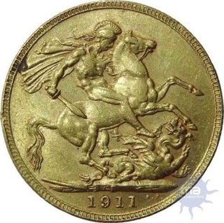 Gold Sovereign Coin of United Kingdom of Pearth Mint of 1911.