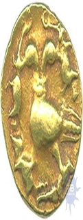 Gold Half Varaha Coin  of  Achyutaraya of Vijayanagara Empire.