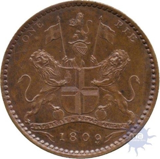 Extremely Rare Copper Pattern One  Pie Sikka Coin  of Bengal Presidency of 1809.