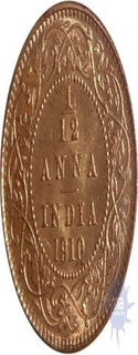 Bronze One Twelfth AnnaCoin of King Edward VII of  Calcutta Mint of 1910.