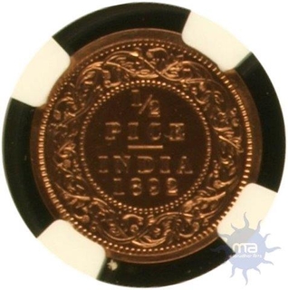 Copper 1/2 Pice Coin of  Victoria Empress of Calcutta Mint of 1892.