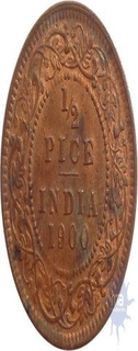 Copper of Half Pice Coin of Victoria Empress of Calcutta Mint of  1900.