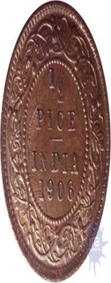 Copper Half Pice Coin of King Edward VII of Calcutta Mint of 1906.