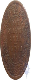 One Quarter Anna Coin of Victoria Queen of Bombay Mint of 1862.