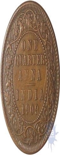 Bronze Quarter Anna Coin of King Edward VII of Calcutta Mint of 1909.