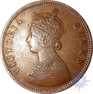 Rare Half Anna Coin of Victoria Queen of Calcutta Mint of 1875.