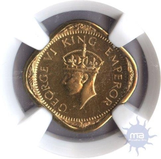 Nickel Brass Half Anna Coin of King George VI of Bombay Mint  of 1942.