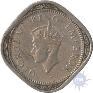 Silver One Rupee  Coin of  King George VI of Bombay Mint of 1947.