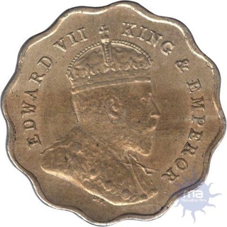 Cupro Nickel ONe Anna Coin of King Edward VII of  Bombay Mint of 1907.