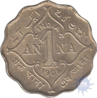 Cupro Nickel One  Anna Coin of  King Edward VII of Bombay Mint of 1908,