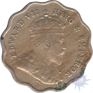 Cupro Nickel One  Anna Coin of  King Edward VII of  Bombay Mint of 1910,