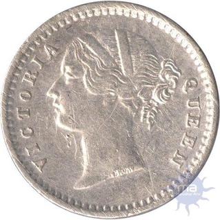 Silver Two  Annas Coin of Victoria Queen of Calcutta Mint of 1841.