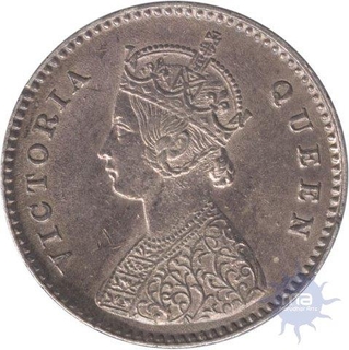 Silver Two  Annas Coin of  Victoria Queen of Calcutta Mint of 1862.