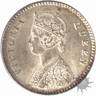 Silver Two Annas Coin of Victoria Queen of  Calcutta Mint of 1875.