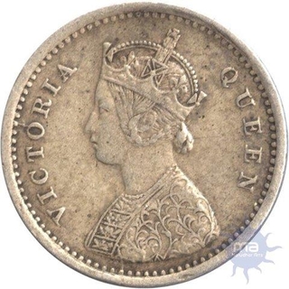 Silver Two  Annas Coin of  Victoria Queen of Calcutta Mint  of 1876 .