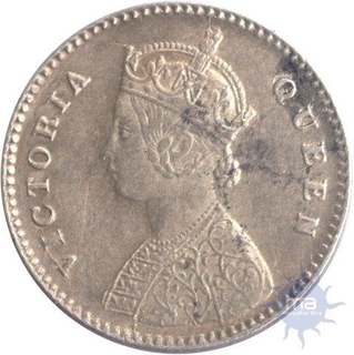 Silver  Two Annas Coin of  Victoria Queen of Calcutta Mint of 1876.