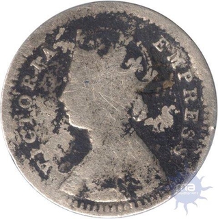 Silver Two Annas Coin of  Victoria Empress of Bombay Mint of 1879.