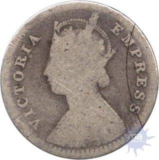 Silver Two Annas Coin of Victoria Empress of Calcutta Mint of 1880.