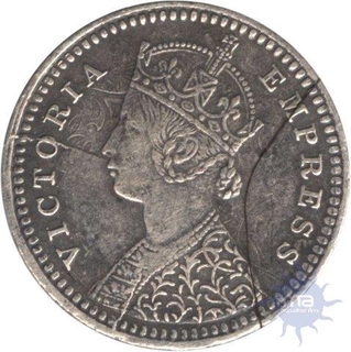 Silver Two  Annas Coin of  Victoria Empress of Bombay Mint of 1881.