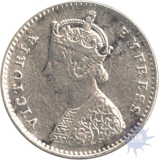 Silver Two  Annas Coin  of  Victoria Empress of  Bombay Mint of 1884.