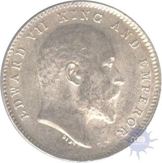 Silver Two  Annas Coin of King Edward VII of Calcutta Mint of 1910.