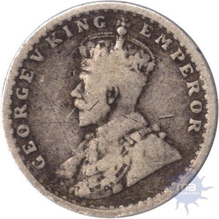 Silver Two  Annas Coin of King George V of  Calcutta Mint of 1911.