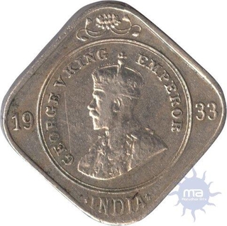 Cupro Nickel Two  Annas Coin  of King George V of Calcutta Mint of 1933.