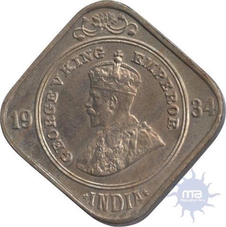 Cupro Nickel  Two  Annas Coin of King George V of Calcutta Mint of  1934.