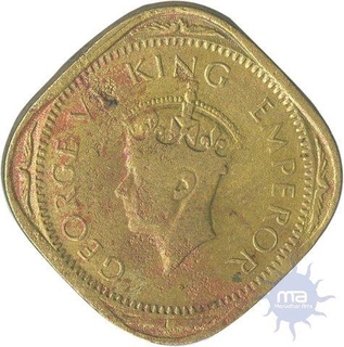 Nickel Brass  Two  Annas Coin of King George VI of  Bombay mint of 1945.